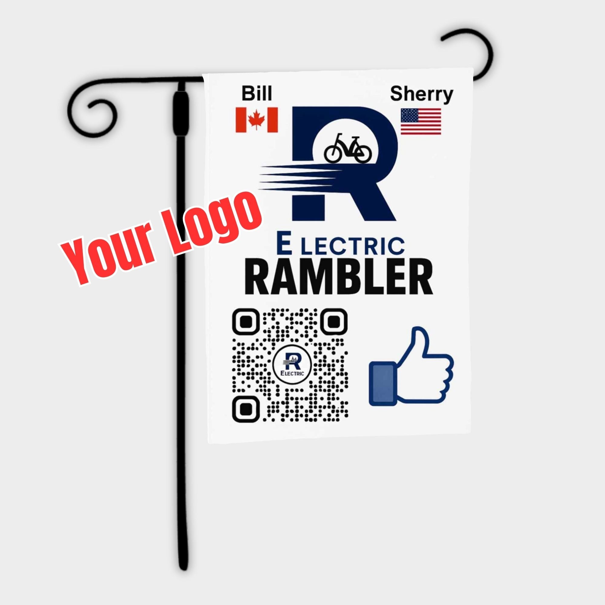 Personalized Logo with QR code on linen flag with white background