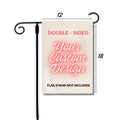 Linen flag with text Double-Sided Your Custom Design Flag Stand Not Included on a white background